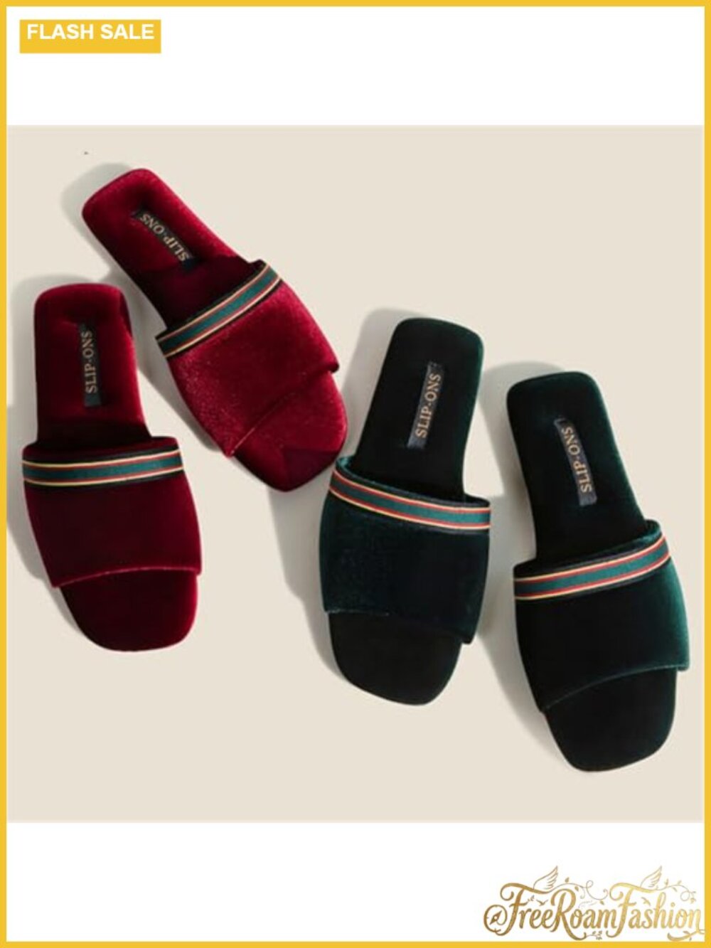 Faux Velvet Slide Sandals Open Toe Slip On Indoor Outdoor Slippers - Picture 6 of 6